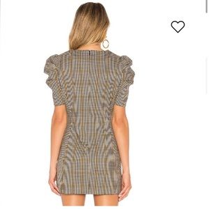 Amanda Uprichard Westwick Puff-Sleeve Plaid Dress in Size P